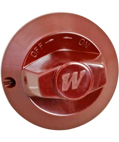 Knob, Flat Up on D-stem with Wolf Logo, Dark Red